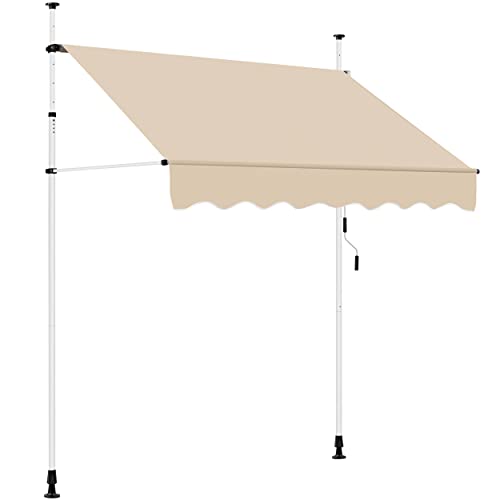 Yaheetech Store Banne Rétractable et Manuel 200 cm Auvent Réglable en Hauteur et en Inclinaison, Store Banne Télescopique pour Terrasse, Balcon, Jardin, Restaurant,...