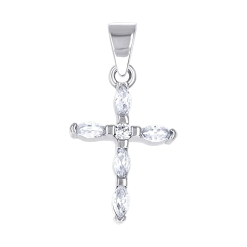 Collier croix argent 925 unisexe avec pendentif zirconium 24,4x12,4 mm