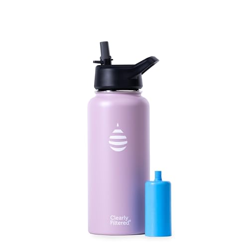 Clearly Filtered 32oz Water Bottle/Targets 220+ Contaminants/Double-Wall Insulated Stainless Steel Filtered Water Bottle BPA/BPS-Free Phthalate-Free Filters Fluoride Lead Chlorine (Pink)