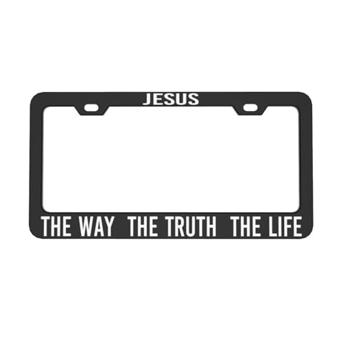 Jesus License Plate Frames, The Way The Truth The Life License Plate Cover Holder, Christian Car Accessories, Aluminum Auto Tags Cover 2 Holes Screws 6 X 12 in
