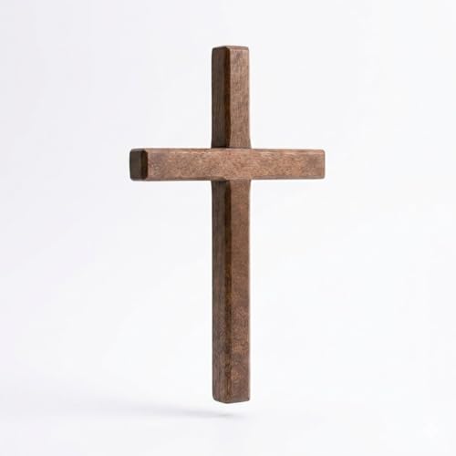 Christian Wooden Cross for Wall and Table 7.87 x 4.7 Premium Small Handheld Prayer Cross with Hook Spiritual Religious Gift for Christmas Baptism Altar Church Home Room Decor