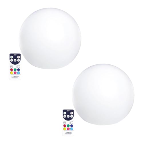 Lot de 2 Boules lumineuses sans fil flottante LED multicolore dimmable BOBBY ∅30cm avec télécommande et socle à induction