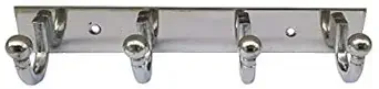 MAP Pack of 1 Stainless Steel Premium 4 pin Super Cloth Hanger Bathroom Wall Door Hook.Silver Hook