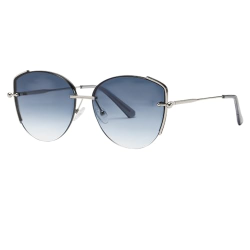 Lunettes de soleil femme vintage bleu-gris et argentées avec protection UV400 en taille 1