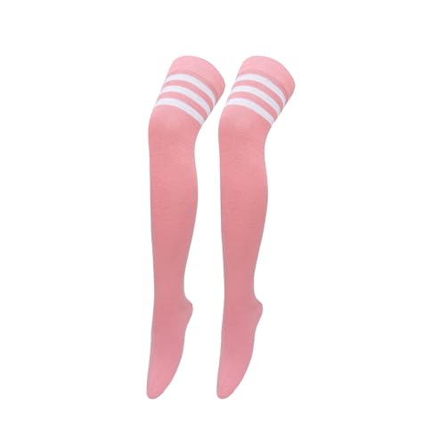 Image of Bestjybt Women Thigh High Socks Cotton Warm Striped Over Knee High Socks | Well-made, Not Sheer, Thick, Leg Warmers, Long Knee High Boot Socks, Comfortable, Thigh-friendly, Stay up, Fit Well