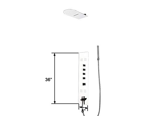 36.2" Chrome Thermostatic Valve In-Wall Stainless Steel Shower Massage Panel System With Waterfall Rainfall Head & Handheld Shower (D-5562-L) #TOP1