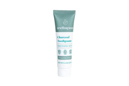 Wellnesse Charcoal Toothpaste - Fresh Mint And Charcoal, 4Oz - Formulated With Activated Charcoal For Teeth Whitening And Green Tea Powder For Fresh Breath - Fluoride Free Toothpaste #TOP22