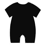 [Shopyruder] ロンパース 女の子 男の子 ノースリーブ 夏 ベビー服 ブランド 前開き カバーオール おしゃれ ボタン 新生児 肌着 ガーゼ 無地 ボディスーツ 赤ちゃん 服 韓国 薄手 出産祝い かわいい ジャンプスーツ プレゼント 柔らかい(（無地）-ブラック,90)