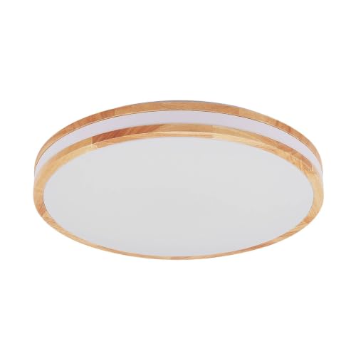 Lindby LED Deckenlampe Holz Ø49,5 cm, mit Fernbedienung dimmbar wechselbare Lichtfarbe 30W Wohnzimmerlampe Deckenleuchte Esszimmer