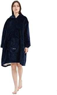 Blanket Hoodie Oversized Hooded Adults Men Women Blankets Animal Comfortable Sherpa Wearable Blanket (navy)