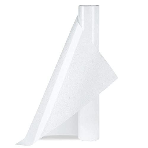 Feuilles De Vinyle Thermocollant à Paillettes Pour Transfert Thermique Film Textile 30cm x 100cm Silhouettes Portraits Sac Vêtement DIY (Blanc)