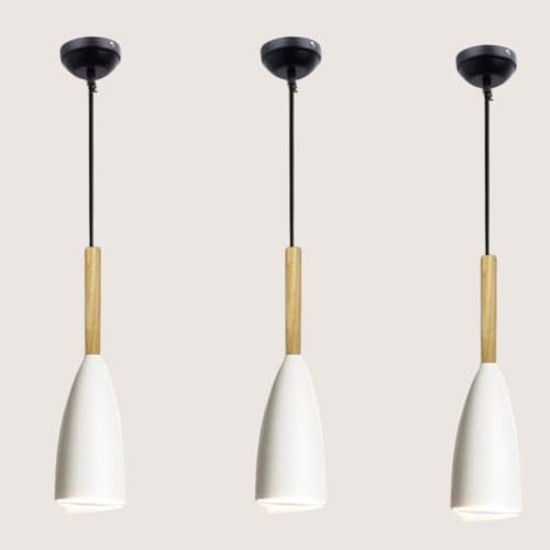 Image of GreyWings Modern Cone White Aluminium Hanging Pendant Light Cord, Antique Decor, Bulb not Included, Pack of 3