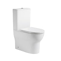BAIKAL BAI Keramiktoilette, kompaktes WC auf dem Boden mit Rimless System und Monoblock-Spülkasten mit Doppelspülmechanismus. Komplett mit zwei Ausgängen und Sitz mit gedämpftem Fall.