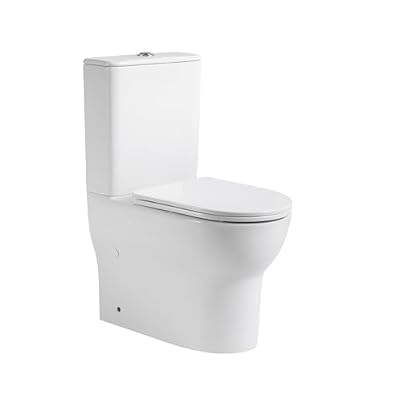 BAIKAL Inodoro de Cerámica T2. WC Compacto a Suelo con Sistema Rimless y cisterna Monobloque con mecanismo de Doble Descarga. Sanitario completo con Salida Dual y Asiento con caída Amortiguada.