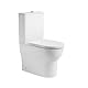 BAIKAL BAI Keramiktoilette, kompaktes WC auf dem Boden mit Rimless System und Monoblock-Spülkasten mit Doppelspülmechanismus. Komplett mit zwei Ausgängen und Sitz mit gedämpftem Fall.