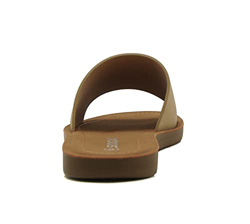 Image of Soda Shoes Efron-S Women Flip Flops Basic Plain Slippers Slip On Sandals Slides Casual Peep Toe Beach