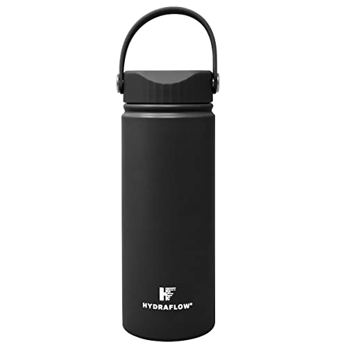 Hydraflow Hybrid - Botella de agua de triple pared aislada al vacío con tapa de boca ancha (17 onzas, negro polvo) termos de metal de acero inoxidable, reutilizable, a prueba de fugas, sin bisfenol A