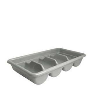 Cambro 1120CBPL180 Cambox Cutlery 4 Compartment Bus Box Poly (Bulk) Light Gray Case Qty 208