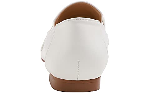 Feversole Women's Fashion Trim Deco Loafer Slippers White Plain Pu Size 7.5 M Us #TOP5