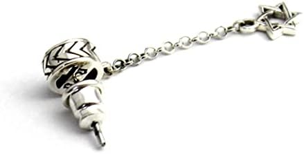 COSUMOSU 925 Sterling Silver Star of David Long Chain Earring with Rutile Quartz – Single 1pc, Minimalist Dangle Earring for Women and Men image 4