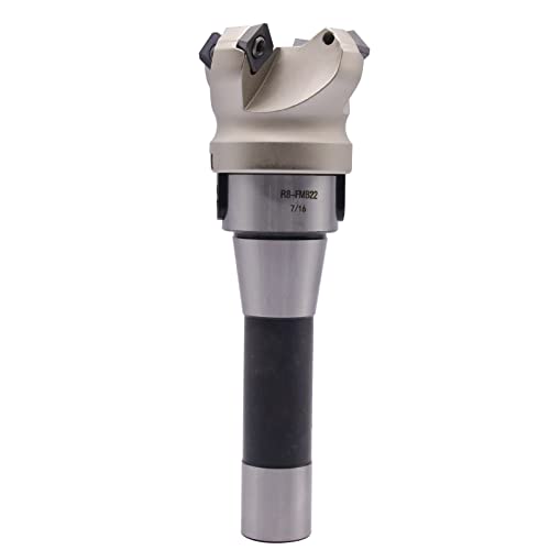 Image of 1.97 inch /50mm Cutting Dia 4-Flute KM12 50-22-4T Face Mill Shell Cutter Set | 45 Indexable Face Mill, R8 FMB22 7 /16-20UNF Shank Face End Mill Arbor with 10Pcs SEKT1204 Carbide Inserts and T20 Wrench