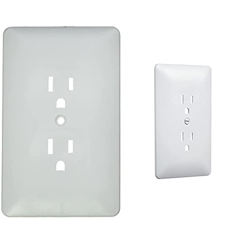 Image of TayMac MW2000W Masque 2000 Series 1-Gang Nonmetallic Decorator Style Duplex Cover-Up Wall Plate, White, 5-Pack & Taymac 2000W Masque 2000 1-Gang Decorator Style Wallplate, White (1-Pack)