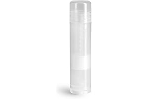 24 Natural Plastic Empty Lip Balm Tubes with Natural Friction Fit Caps...