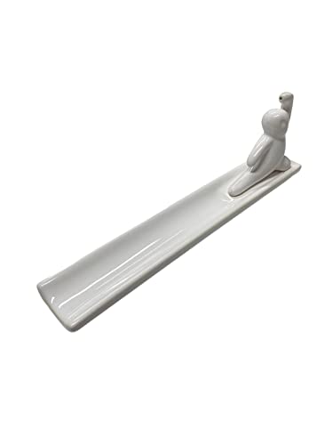 Incensário Reto Boneco Kung Fu Porcelana 25x5cm (Branco)