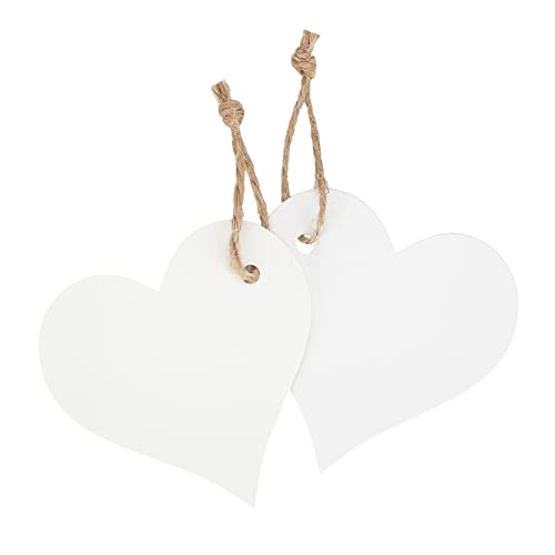 G2PLUS 100Stk Herz Kraftpapier Geschenkanhänger, Etiketten Herzanhänger mit Schnur für Valentinstag Hochzeit Geschenke-Weiß