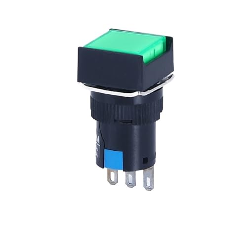 Bouton-poussoir LA16Y-11 interrupteur 16mm auto-réinitialisable carré vert sans lampe