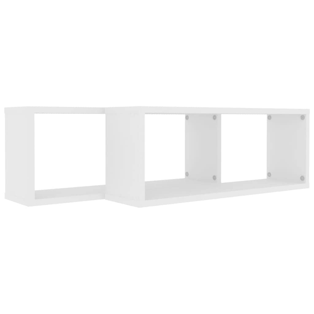 Generico Mensole Parete a Cubo 2pz Bianche 60x15x23 cm Legno Multistrato,Mobili,Scaffalature,Scaffali e mensole per pareti-807133