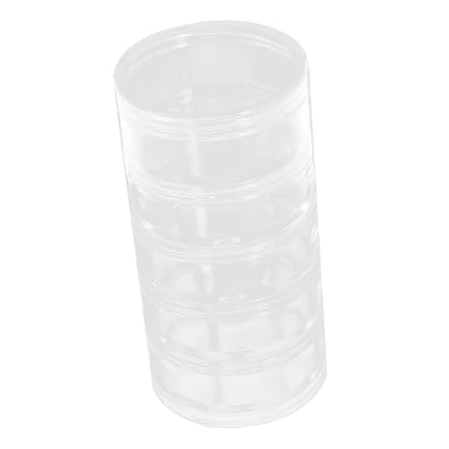 COSMEVIVI Cosmetics Storage Box 5 Layers Round Plastic Jewelry Box Dividers Bead Organizer Pill Container