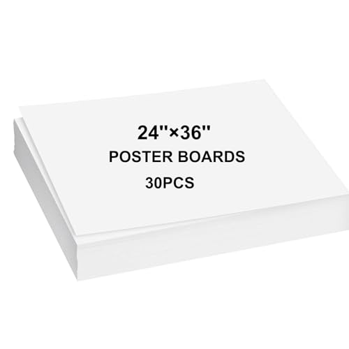 Image of 24 inchx36 inch Large Poster Board 30pcs White Poster Paper Poster Board Bulk suitable for DIY, Crafts, Signs Project Presentations, Drawing and School Supplies,250GSM Thickness Blank Posterboard