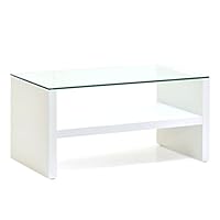 ☆新品未開封☆収納付きガラステーブル[ホワイト] Amazon.co.jp: センターテーブル（ホワイト） 750×400×370mm