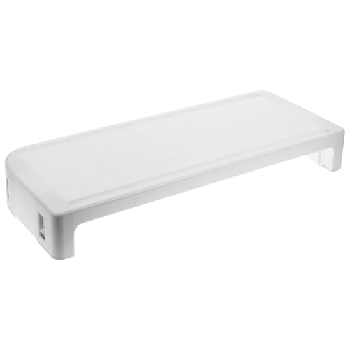 SECFOU Soporte Blanco Portátil para Ajustable de Ordenador Monitor y Diseño Antideslizante y Almacenamiento Elevador de Pantalla de Plástico para Teclado para Escritorio