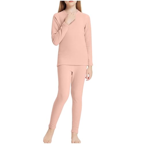 Girls Thermal Underwear Set for Kids Long Johns Fleece Lined Base Layer Top & Bottom for Cold Weather 3-13 Years