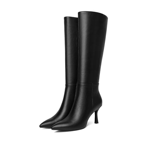 CKSNDLF Knee High Boots for Women Pointed Toe Stiletto Heel Long Boots Side Zipper Tall Boots4