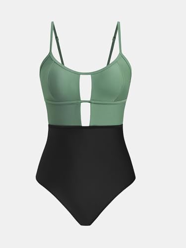 Image of CUPSHE Women's Scoop Neck One Piece Cutout Monokini Swimsuit | Back Self Tie,Soft Removable Cups,Adjustable Straps ,Flattering Bathing Suit For Vacation And Beach