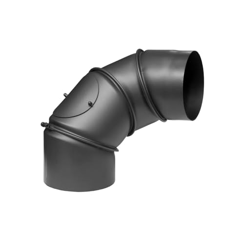 PARKANEX Ginocchio regolabile universale per canna fumaria, 4 segmenti, tubo per camino, attacco per stufa a legna, inserto per camino a pellet, canna fumaria 150 mm, lamiera di acciaio