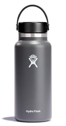 Hydro Flask Water Bottle - Insulated Stainless Steel - Wide Mouth Flex Lid, Non Spill, Leakproof and Refillable in 32 Oz