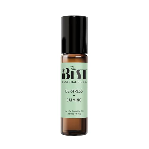 The Best De-Stress + Calming Essential Oil Roll-On Blend- Premium Grade- Pre-Diluted in Coconut Oil- Ready to Use- 10 ml (.33 fl oz)