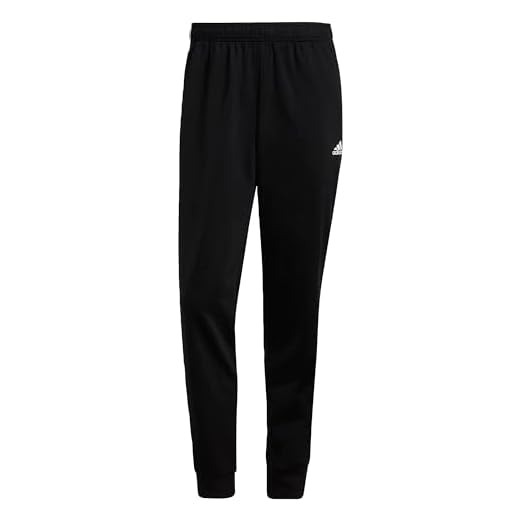 adidas Men's Essentials Warm-Up Slim Tapered 3-Stripes Tracksuit Bottoms, Black/White, Large