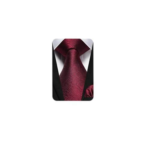 Image of HISDERN Ties for Men Solid Houndstooth Neckties Handkerchief Formal Business Tie & Pocket Square Set Wedding Party