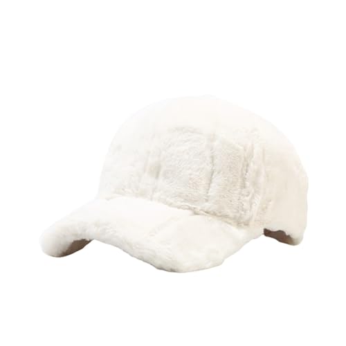 Generisch Warm Winter Plush Baseball Cap Women Men Plush Wool Lambswool Baseball Cap Willys Cap, White, One Size