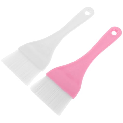 SHERCHPRY Brochas de Maquillaje Corporal Grandes y Mango de Plástico para Uso Versátil y Aplicación Aplicador de Mascarilla Juego de 2 en Blanco y Rosa con Cerdas Flexibles de Nylon