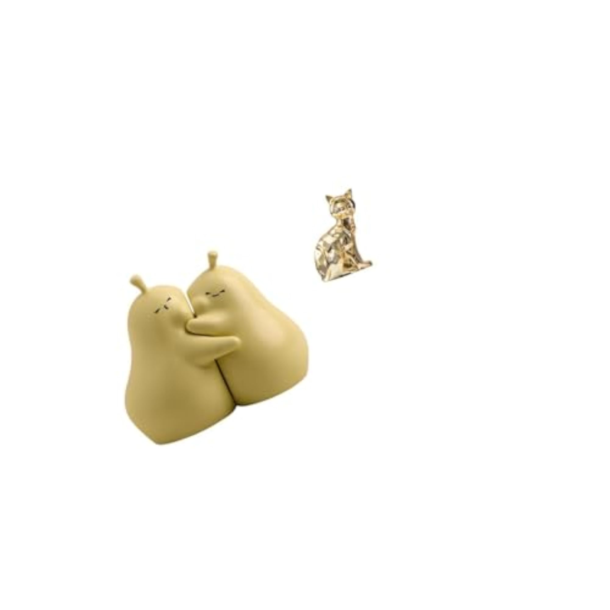 Hugging Pear Book Stand Ceramic Bookend, Cat Statue