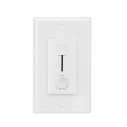0-10V Dimmer Switch for LED Lights - Vertical Slider Wall Mount Control Single Pole Wall Plate Included ETL Listed (1 White)