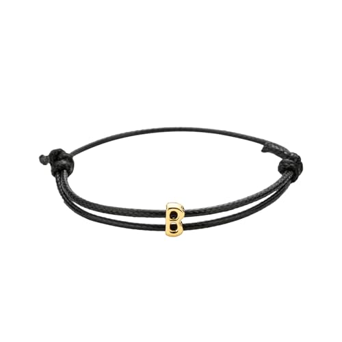 Pulsera artesanal ajustable de cuerda con inicial para mujeres y hombres miniatura 1