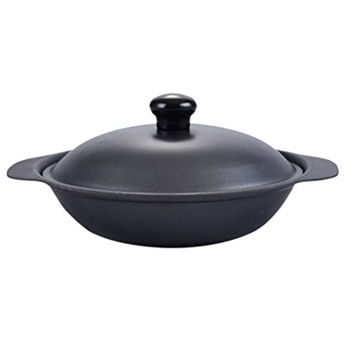 QUSYZD Cacerola de Hierro Fundido, Olla Caliente, Olla para estofado, Olla para Sopa, Horno con Tapa para Cocina casera, 26 cm, Negra, 26 x 24 cm,Black-26x24cm