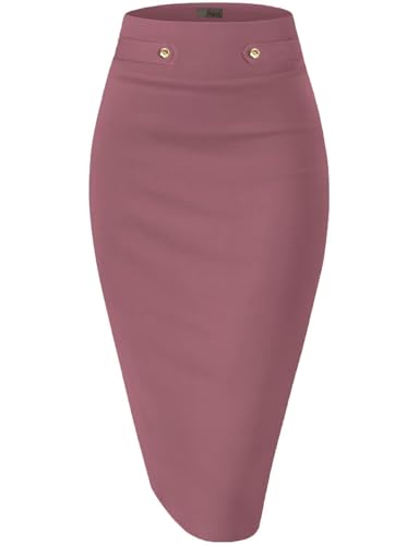Image of Hybrid & Company Womens Pencil Skirt Premium Nylon Ponte Stretch Office Made in The USA Below Knee